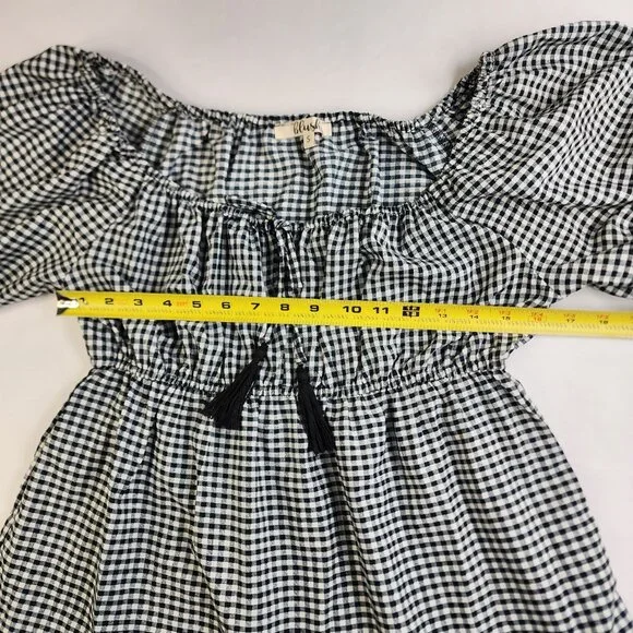 Hint of Blush Womans Small Black White Checkered Dress Size Puff Sleeve Gingham - Picture 8 of 10